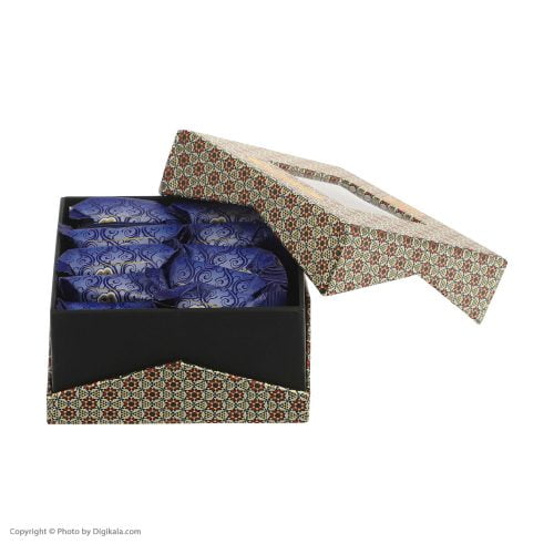 گز لقمه پسته 42 درصد ویژه جعبه زیگزال طرح خاتم وزن 250 گرم کد 1168